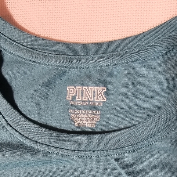 Victoria's Secret Pink Shirt Casual Crew Neck Short Sleeve Pullover Blue XL - Picture 4 of 6